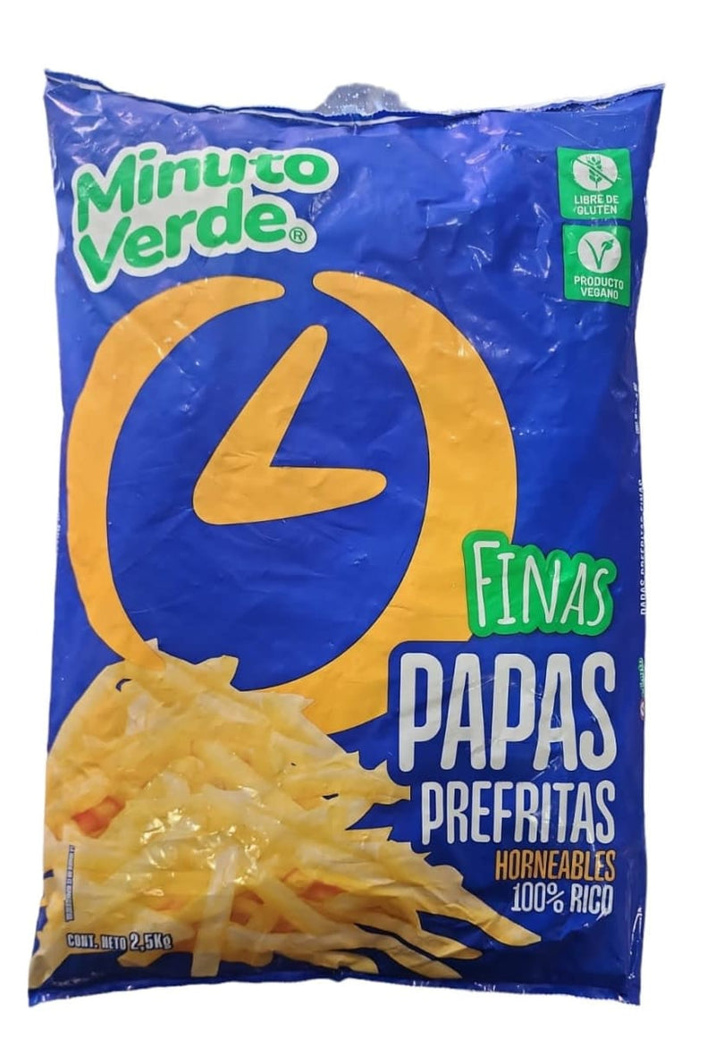 Papas Pre Fritas 7 mm  Finas 2,5 Kg - Minuto Verde
