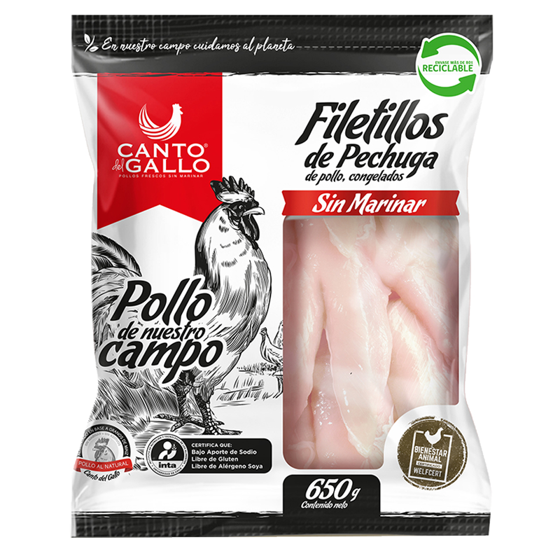 Filetillo de pollo Sin Marinar 650 Grs - Canto del Gallo